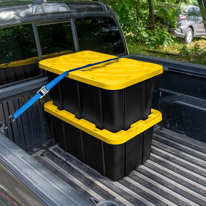 Sterilite 18-Pack Industrial Tote, Plastic Storage Container Bins with Lids, 17 Gallon - Heavy-Duty Organizing Containers for Closet, Bathroom, and Office