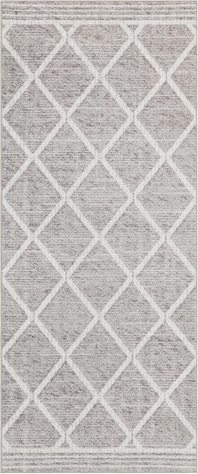 ReaLife Rugs Machine Washable Area Rug Runner - Living Room Bedroom Bathroom Kitchen Entryway Office - Padded Low Pile Stain Resistant Premium - Boho Modern Farmhouse - Tessa - Beige Ivory 2'6" x 10'