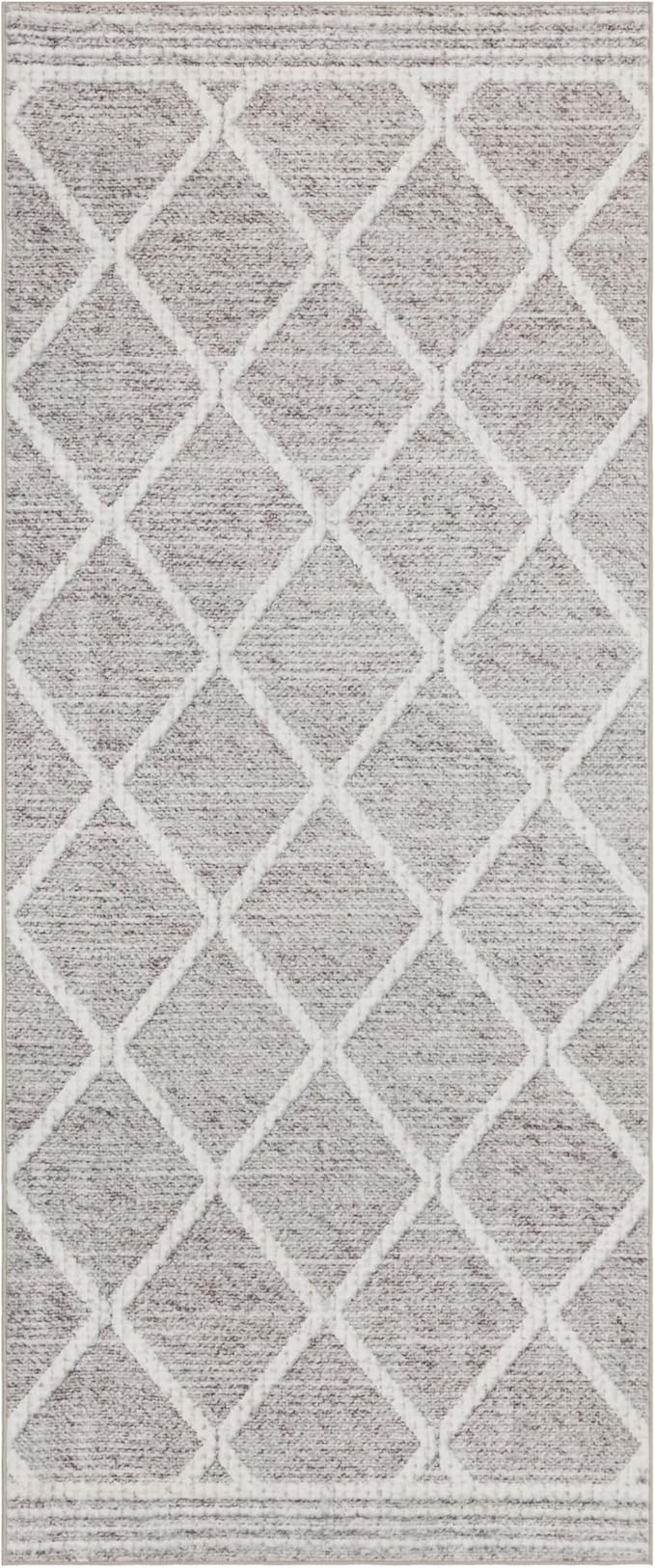 ReaLife Rugs Machine Washable Area Rug Runner - Living Room Bedroom Bathroom Kitchen Entryway Office - Padded Low Pile Stain Resistant Premium - Boho Modern Farmhouse - Tessa - Beige Ivory 2'6" x 8'