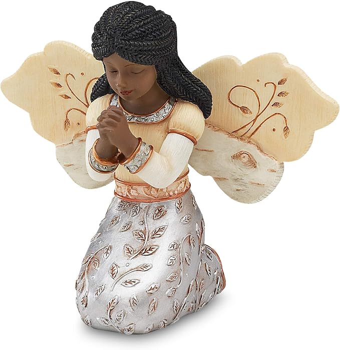Pavilion - Elements in Faith Ebony Angel Figurine - 3-1/2-Inch, Praying