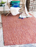 Unique Loom Collection Casual Transitional Solid Heathered Indoor/Outdoor Flatweave Area Rug (8' x 11' 4" Rectangle, Rust Red/Beige)