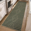 Lahome Maze Line Green Kitchen Runner Rug, 2x8 Outdoor Easy Jute Runner Rug | Nature Non Slip Indoor Outdoor Front Door Carpet for Hallway Entry Laundry