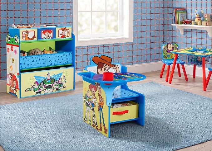 Delta Children Chair Desk with Storage Bin, Toy Story 5 | Kids Chair Desk Includes Fabric Storage Bin and Cup Holder, Low to the Ground for Easy Access, Ideal for Toddlers/Kids Age 3+