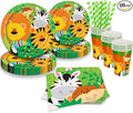 Jungle Animals Party Supplies (Animal Plates, Cups, Napkins, Straws (25 serves))