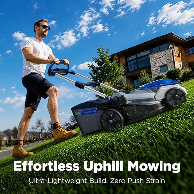 21" Cordless Lawn Mower, 80V Self-Propelled Mower with 2×4.0Ah Battery & Charger, Ultra-Quiet Motor for Medium-to-Large Yards, Lawn Care, Backyard Maintenance