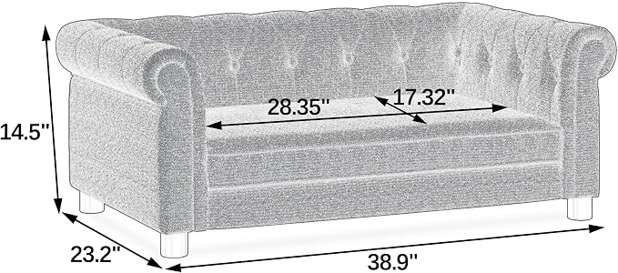 Dog Sofa Couch for Medium Dogs, Memory Foam Pet Sofa Couch with Washable Fabric, Durable Elevated Dog Bed with Legs, Removable Cushion for Medium Dogs, Black