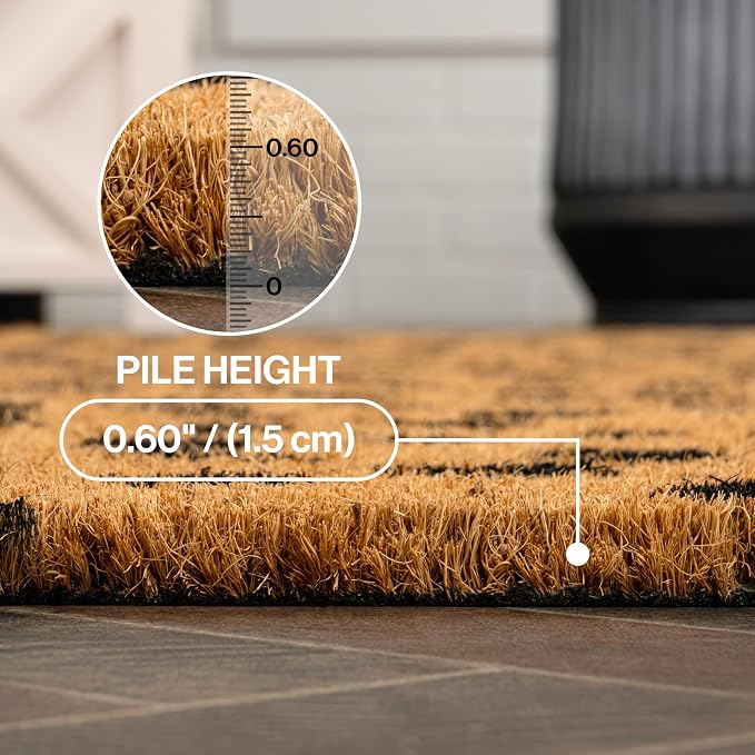JONATHAN Y Natural Coir Indoor/Outdoor Runner Rug 3X6 Natural/Black Dot, Peater Classic Casual Commerical Doormat Ideal for Door Entrance, Patio, Porch, Backyard, Garages NRF106A-36