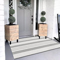 OJIA Entryway Rug 3'x5' Outdoor Rugs Front Door Mat Outside Entrance Decor | Cotton Woven Front Door Mat Outdoor Doormat Machine Washable Grey & White Striped Entry Porch Rugs for Farmhouse/Home Decor