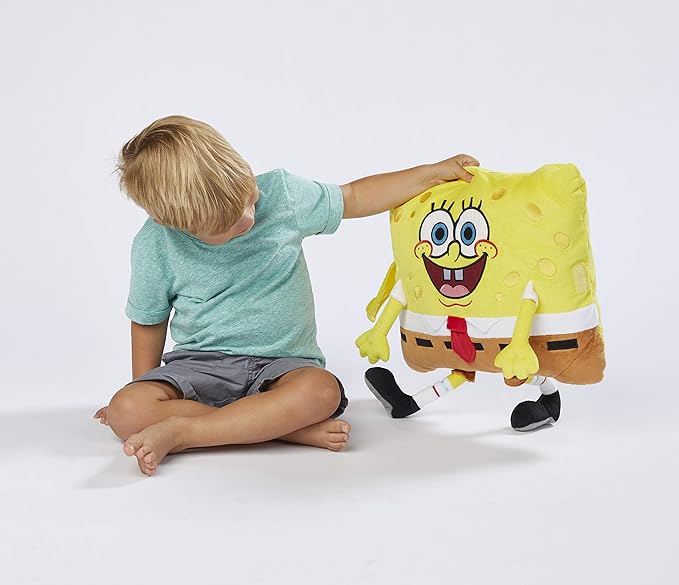 Pillow Pets Nickelodeon Spongebob Squarepants, 16" Plush Toy | Soft Plush Pillow Companion, Unfastens into a Cozy Pillow at Night, Machine Washable, BPA and Phthalates Free