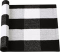 uxcell Buffalo Check Rug,Plaid Outdoor Rug,Layered Door Mat,Cotton Gingham Rugs,Floor Mat for Front Porch/Runner/Bedroom/Kitchen/Farmhouse 28"x18" Black & White