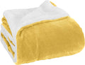 Elegant Comfort Luxury Ultra-Plush Velvet Touch Fleece Throw Soft, Warm, Cozy| Micromink Sherpa-Backing Reversible Blanket for Bed, Sofa and Couch, Solid Yellow
