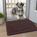 Smiry Dog Door Mat for Muddy Paws 24x16, Absorbent Dirt Trapper, Non-Slip Washable Chenille Entryway Rug for Inside Floor, Brown, Layered Pattern