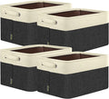 BALEINE 4 Pack Fabric Closet Storage Bins for Shelves, Linen Closet Organizers and Storage, Decorative Baskets for Organizing, Shelf, Clothes, Home, Office (Black, 14''x10''x8.5'')
