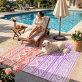 Lahome Outdoor Rug Waterproof, 5x8ft Reversible Outdoor Plastic Straw Rug for Camping, RV Patio Rugs Outside Carpet for Porch Deck Backyard Balcony Picnic(Orange/Purple,5'x 8')