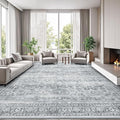 Lofus 10x14 Area Rug for Living Room,Grey Washable Large Rugs with Non-Slip Backing,Soft Boho Carpets for Bedroom Dining Room Home Office Indoor Nursery