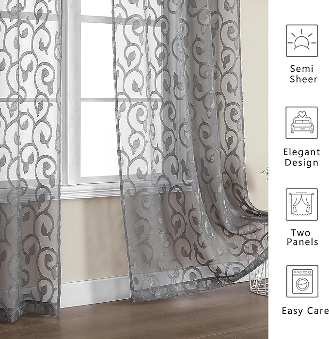 OWENIE Furman Sheer Curtains Tiers 36 inch Length, Lightweight Soft Airy Solid - Image 6