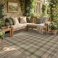 JTJ Easy Jute Area Rug 5x7, Washable Indoor Outdoor Plaid Rug for Living Room, Bedroom, Porch, Farmhouse Non Slip Beige & Sage Green Carpet