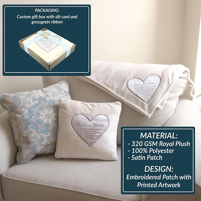 Pavilion Gift Company - Love You Niece - 50" x 60" Royal Plush Neutral Colored Couch Bed Throw Blanket Birthday Gift from Aunt Uncle