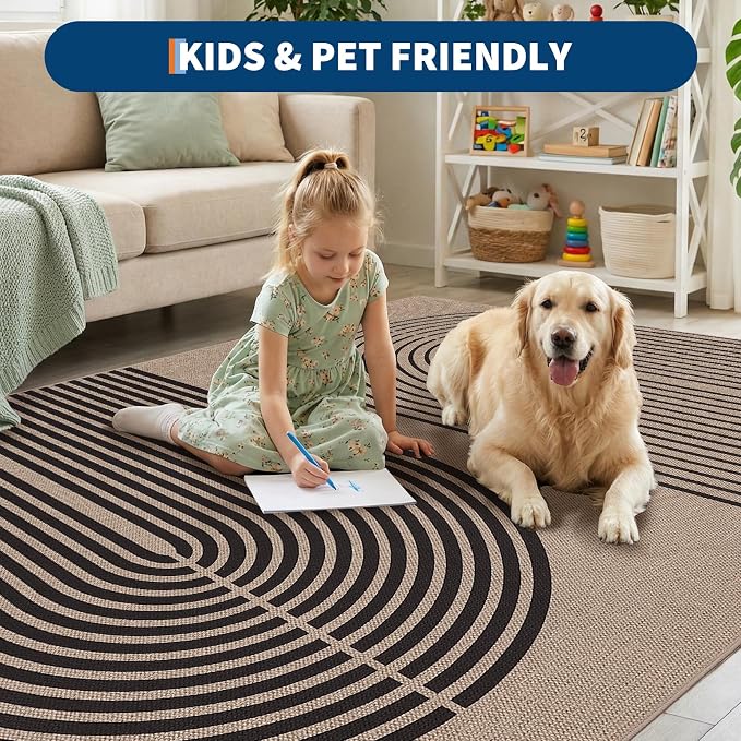 GarveeHome Modern Rainbow Easy Jute Runner Rug, 2x6 Runner Rug for Hallways - Non-Slip Indoor Outdoor Carpet, Washable for High Traffic Laundry Room, Kitchen, Entryway