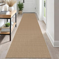 IOHOUZE Washable Runner Rug 2.6x12 Non Slip Rubber Backed Extra Long Hallway Runner Entryway Runner Indoor, Kitchen Rugs Woven Cotton Floor Carpet for Hall Stair, Orange/Tan/Brown