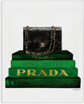 Stupell Industries 'Fashion Designer Purse Bookstack Green Black Watercolor ', Canvas Art, 16 x 20 Inches, Easy to Hang and Sturdy, Made in USA, by Amanda Greenwood