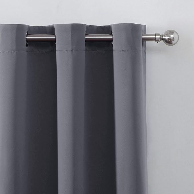 LEMOMO Grey Thermal Blackout Curtains/52 x 72 Inch/Set of 2 Panels Room Darkening Curtains for Bedroom