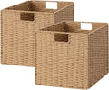 StorageWorks 13 inch Wicker Storage Baskets,Foldable Wicker Baskets,Natural | 2-Pack,Handwoven Organizer Baskets, Wicker Baskets for Organizing,Paper Rope Square Storage Cubes,Square Baskets,Woven Basket