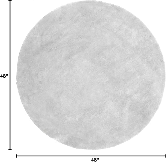 nuLOOM Loni Light Grey Solid Washable Area Rug, 4' Round