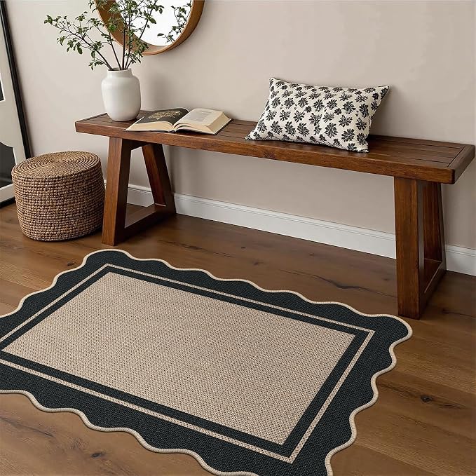 Easy Jute 2x3 Brown Rectangle Area Rug,Washable Entryway Rug, Modern Door Carpet,Neutral Non-Slip Outdoor Indoor Farmhouse Rug for Living Room Kitchen Patio Bedroom
