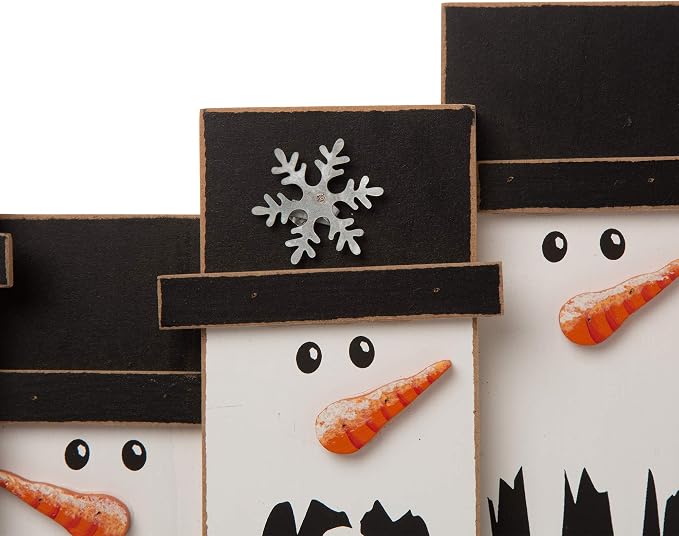 Glitzhome Wooden Christmas Table Holiday Decoration Tabletop Centerpiece, 11.7" L, Snowman Family, JK43757GH