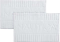Nautica - Bath Rugs, Soft & Absorbent Plush Bath Mat with Skid Resistant Backing, Oeko-Tex Certified (Nautica Logo White, 2-Piece)