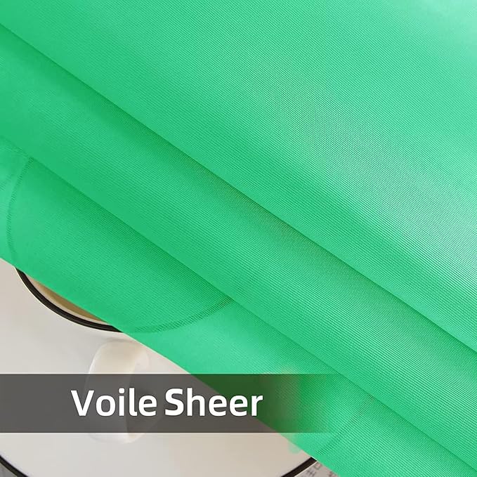 youleyar Solid Sheer Rod Pocket Curtain Voile Draperies 2 Panels White Beige - Image 5