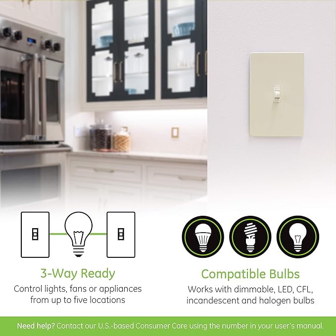 Enbrighten Z-Wave On/Off Switch, Toggle, Light Almond, 1 Pack | Line/Load Swapping, 3-Way Ready, Repeater and Range Extender, Hub Required, Works with Alexa & Google Home