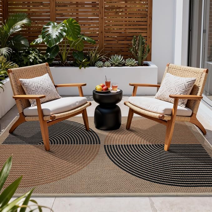 EDIMENS 3x5 Outdoor Rugs Easy Jute Porch Patio Rug Front Door Mat Entryway | Washable Non-Slip Geometric Rugs for Entryway Indoor Outdoor Farmhouse Rug Modern Carpet Area Rug for Living Room Kitchen