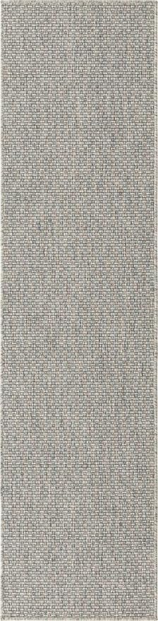 Unique Loom Collection Casual Transitional Solid Heathered Indoor/Outdoor Flatweave Area Rug (2' x 8' Runner, Light Gray/Ivory)