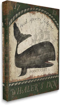 Stupell Industries 'Vintage Nantucket Whaler's Inn Sign', Canvas Art, 36 x 48 Inches, Easy to Hang and Sturdy, Made in USA, by Beth Albert