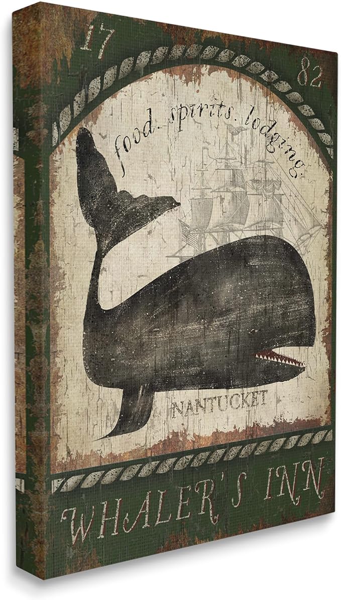 Stupell Industries 'Vintage Nantucket Whaler's Inn Sign', Canvas Art, 24 x 30 Inches, Easy to Hang and Sturdy, Made in USA, by Beth Albert