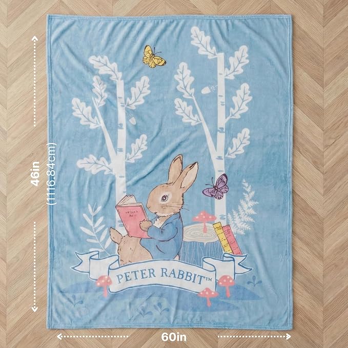 Peter Rabbit Book Spring Kids Bedding Super Soft Cozy Throw, 46 in x 60 in, (Officially Licensed Product) by Franco