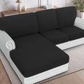 H.VERSAILTEX Backrest Cushion Covers Sectional Couch Back Cushion Covers for Sectional Sofa Set for Both Left/Right Couch (Back Only: 1 Chaise + 2 Sofa, Black)