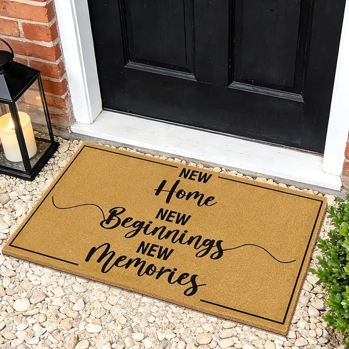 Coir Door Mat for Outside Entrance Welcome Mats for Front Door Home Floor Doormat for Patio with Heavy Duty Backing Anti-Slip Rug New Home Decor Sign Housewarming Gift for Family Friends 16.9"x29.9"