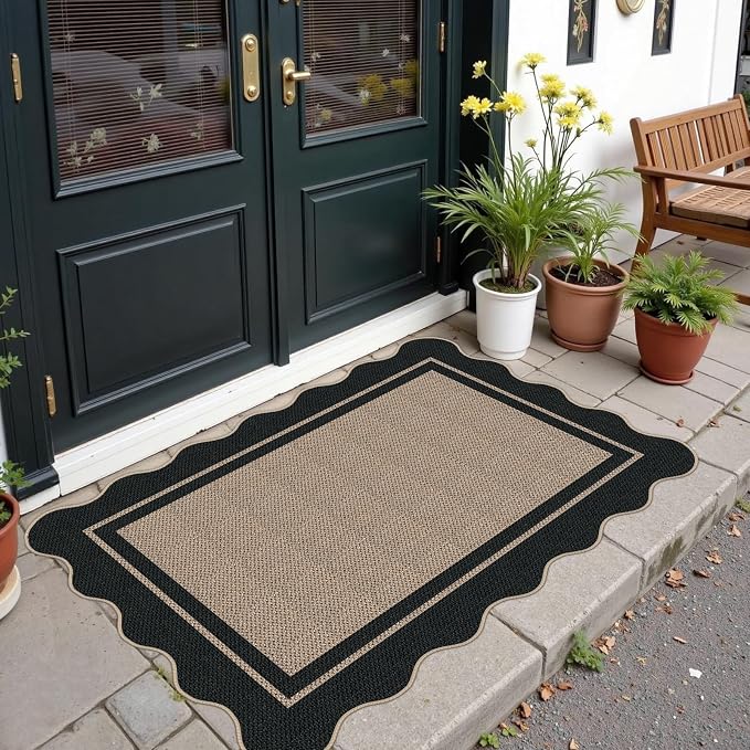 Easy Jute Area Rug 2.6x4, Brown Indoor Outdoor Carpet, Washable Non-Slip Floor Mat for Entryway, Bedroom, Living Room