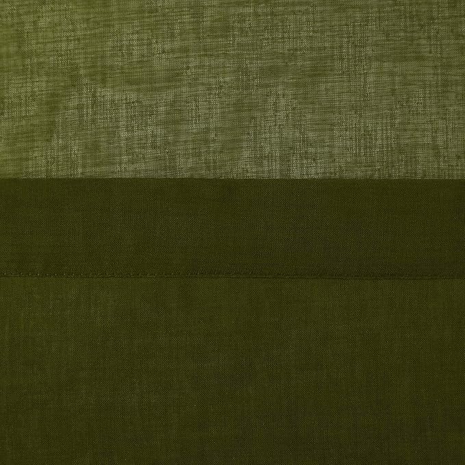 DWCN Olive Green Sheer Curtains Semi Transparent Voile Rod Pocket Curtains - Image 5