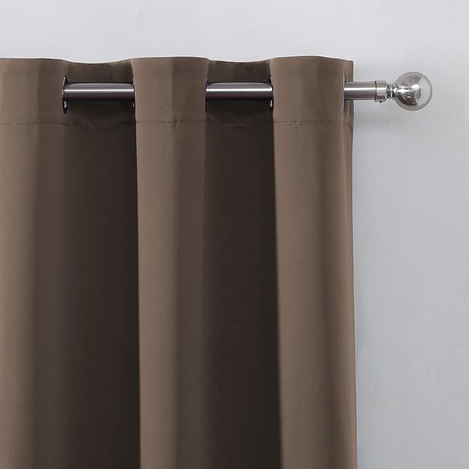 LEMOMO Chocolate Brown Thermal Blackout Curtains/52 x 72 Inch/Set of 2 Panels Room Darkening Curtains for Bedroom