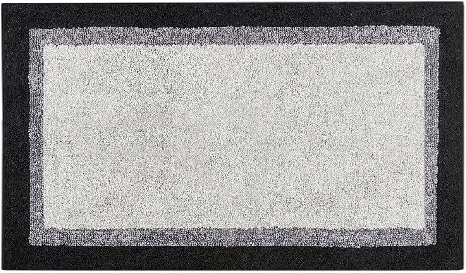 Madison Park Amherst Tufted Bath Rug Cotton Non-Slip, 27 x 45, Black | Quick Dry, Ultra Soft, Pile, Machine Washable, Absorbent, OEKO-TEX Certified
