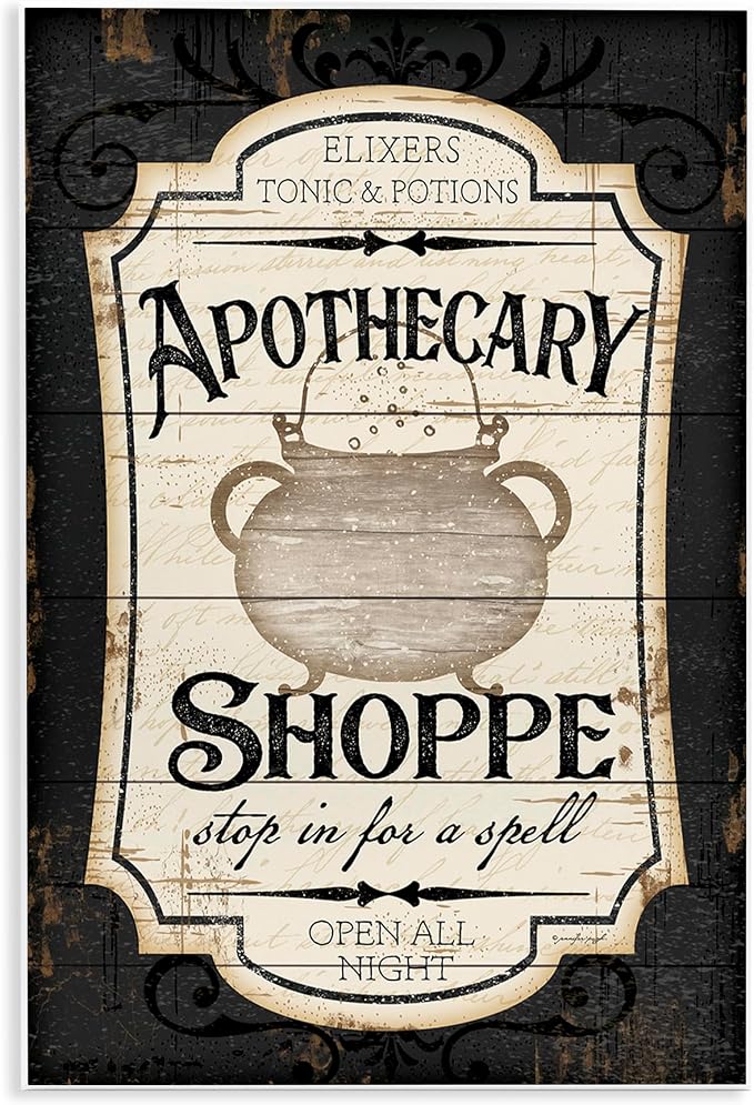 'Apothecary Shoppe Spooky Sign'| Wall Plaque Art | Stupell Industries | 13 x 19 Inches, Easy to Hang and Sturdy, Made in USA, by Jennifer Pugh