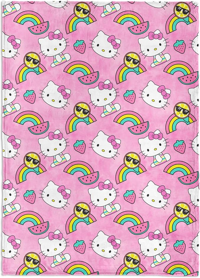 Northwest Hello Kitty Tie Dye Rainbow Silk Touch Throw Blanket, Ultra-Soft Lightweight Plush Cover for Bed Couch Sofa, 50 x 70 Inches