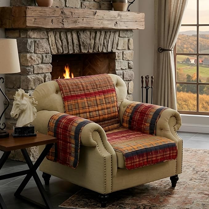 Greenland Home Fashions Gold Rush Reversible Slipcover - Furniture Protector - Arm Chair