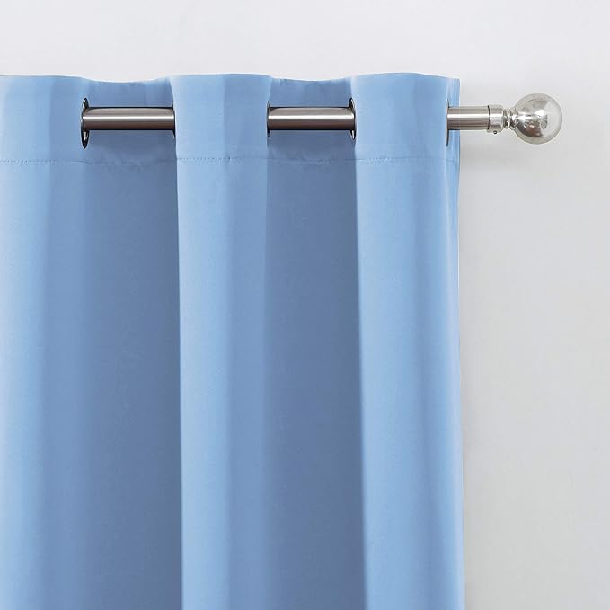 LEMOMO Blackout Curtains 66 x 84 inch/Sky Blue Curtains Set of 2 Panels/Thermal Insulated Room Darkening Bedroom Curtains