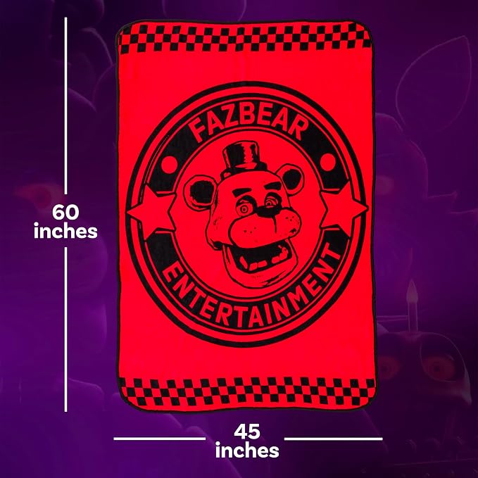 Silver Buffalo Five Nights at Freddy's, Fleece Throw Blanket, 45x60in | Special Delivery, Fazbear Entertainment, Soft and Cozy, 185 GSM