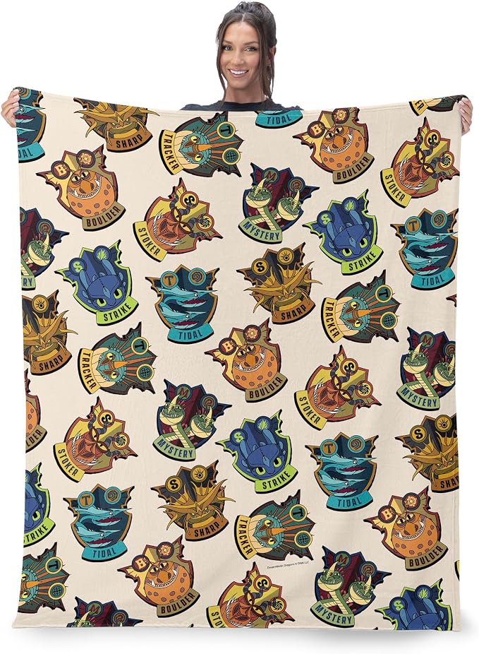 Northwest How to Train Your Dragon Dragon Badges Silk Touch Throw Blanket 60x80 inches